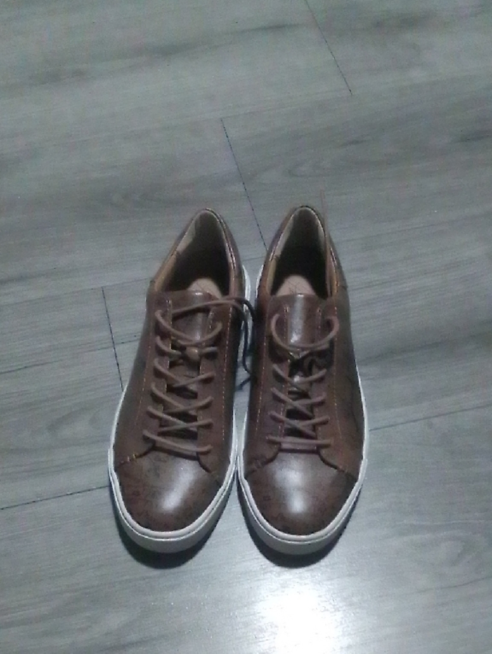 Patricia Nash Brown Leather Lace-Up Sneakers with White Sole
